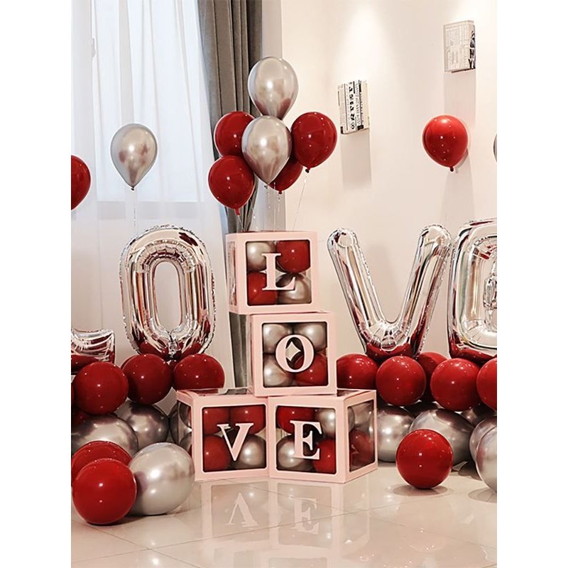 中秋国庆节婚房布置套装客结婚字母婚庆婚礼膜love透明盒子气球铝