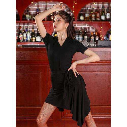 小茉莉拉丁舞服女成人短袖上衣2024新款国标舞摩登舞蹈考级练功服