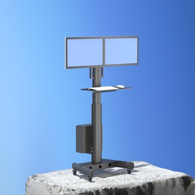 丰睿成落地上下双屏显示器支架移动带轮推车升降电脑键盘主机架子