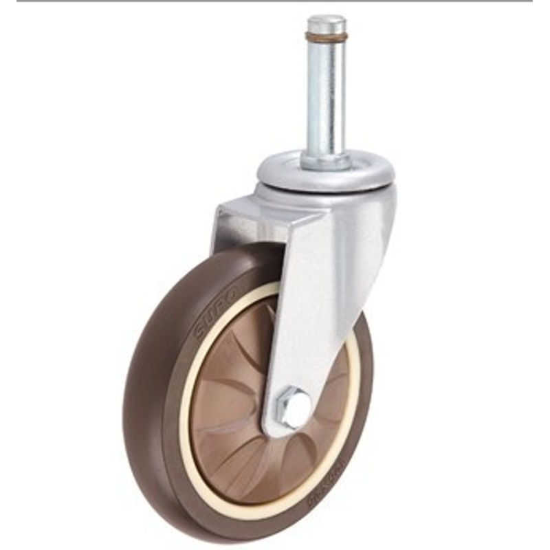 SUPO向荣脚轮3寸4寸人造橡胶静音卡扣光杆餐车插杆万向轮防缠耐油