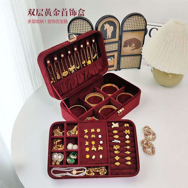 丝绒轻奢带锁大容量首饰盒2025年新款高档精致戒指手镯防氧化收纳,收纳整理,首饰盒,淘宝优惠券,粉丝福利购,淘宝优惠卷