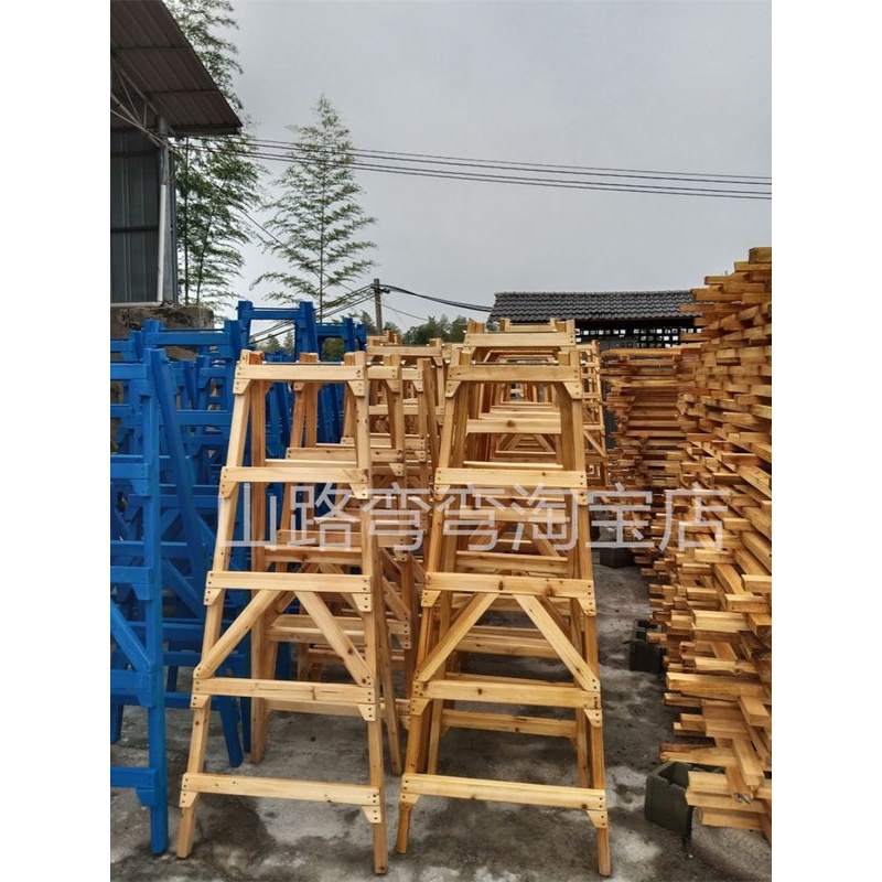 杉木人字梯子杉木梯装修走梯工程梯双侧木梯建筑工地实木梯油漆梯