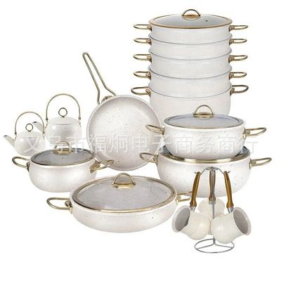 23件套锅具套装不粘锅Nonstick pot花岗岩铝压铸现货出口铝锅