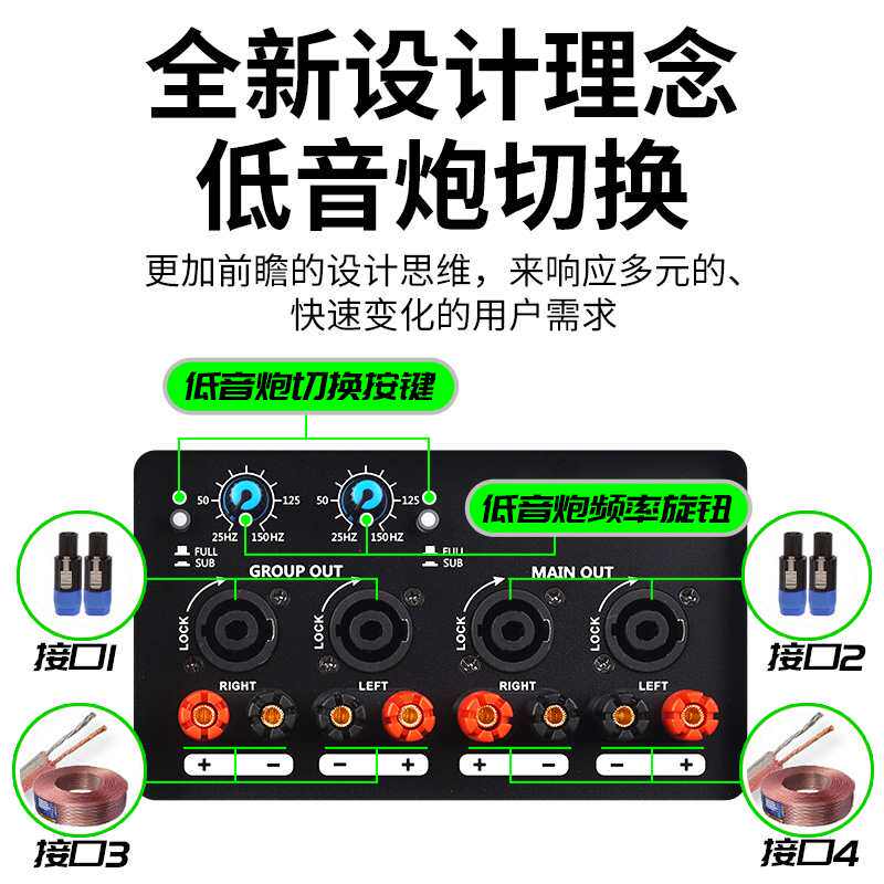 专业四通道大功率功放带调音台一体机双编组低音炮接口舞台音箱响