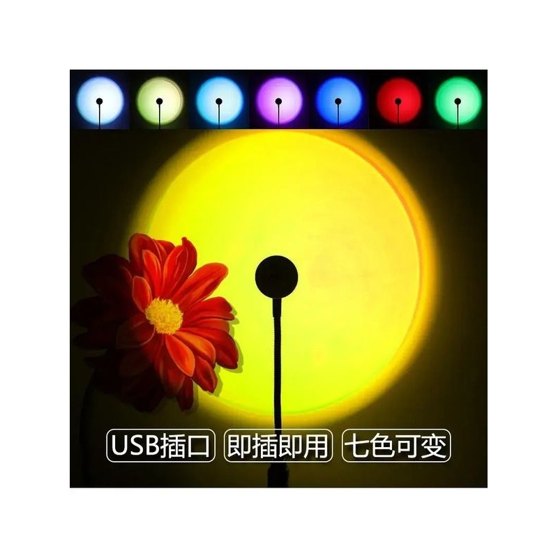 宿舍床上氛围灯卧室LED台灯光影日落灯USB小夜灯情调气氛浪漫夕阳