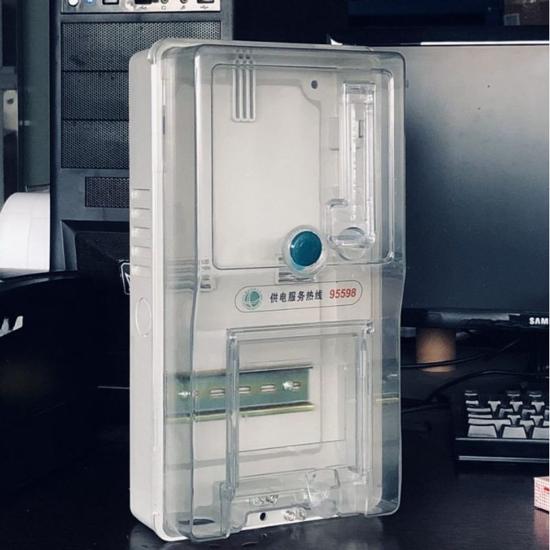 室外防雨塑料配电箱家用出租房箱1预付费透明户电表箱单相电插卡