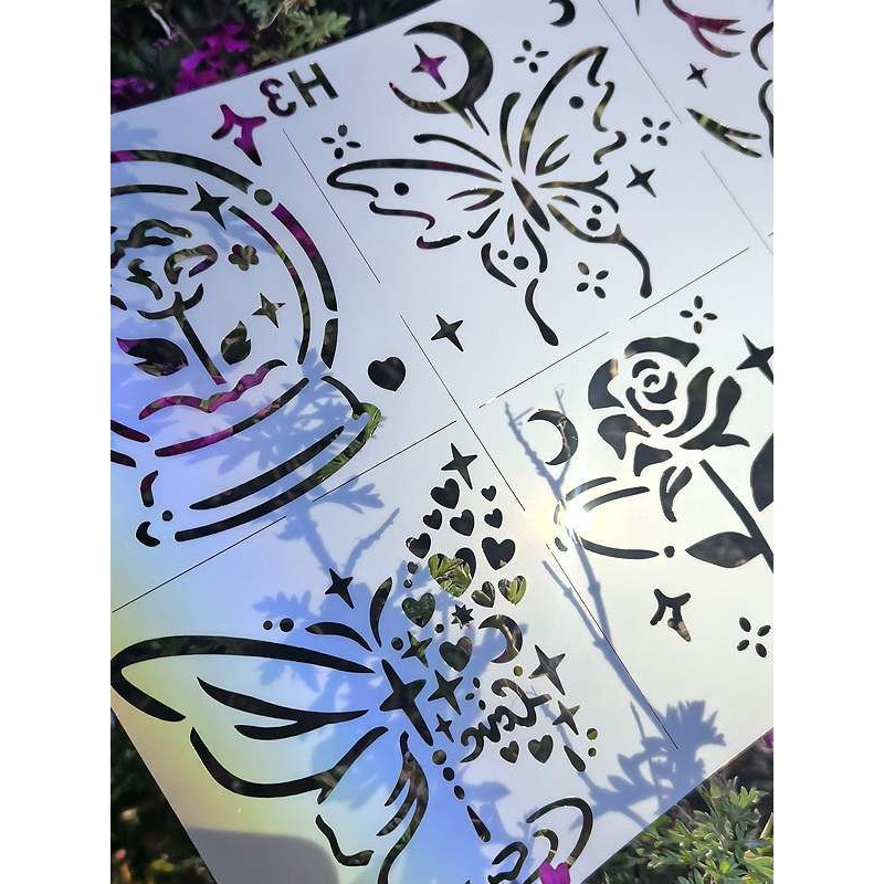 蝴蝶油画棒图案模板玫瑰花通用镂空手绘纪念风琴绘画手尼泊尔本账