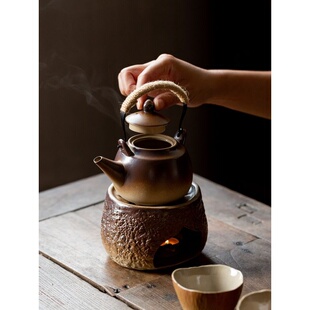 碌心 中式复古柴棕釉温茶炉 小型家用焙茶器 蜡烛加热茶壶保温台