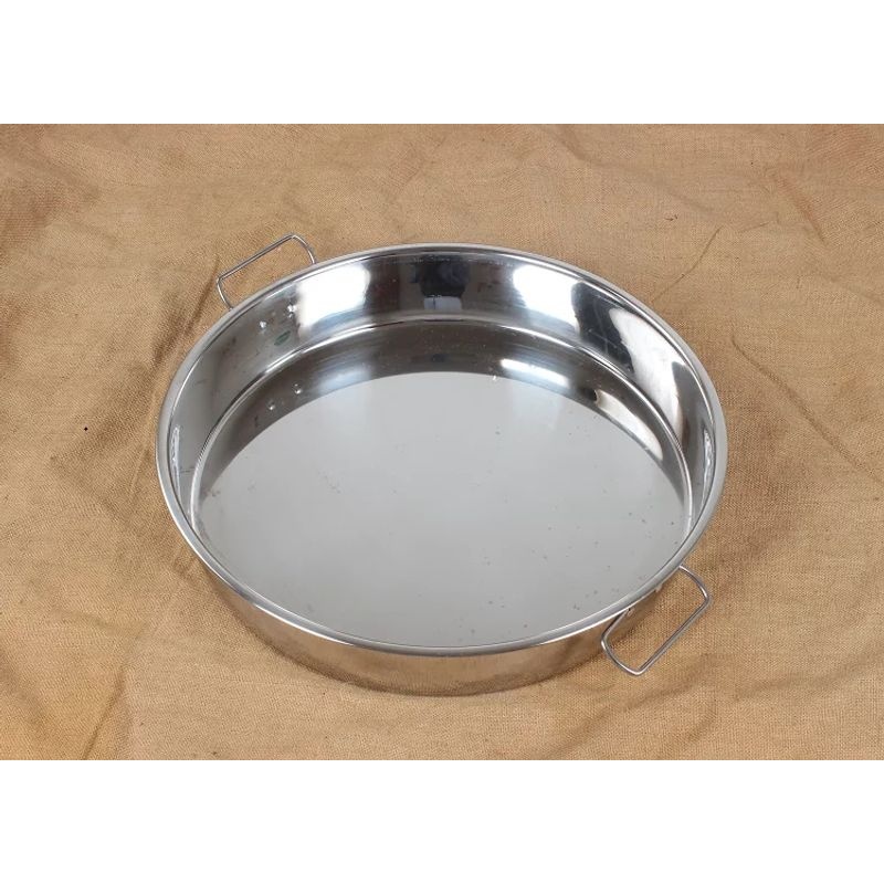 特大盘子不锈钢带耳凉皮罗罗饭店蒸饭大圆盘蒸餐盘平底盘子凉皮盘