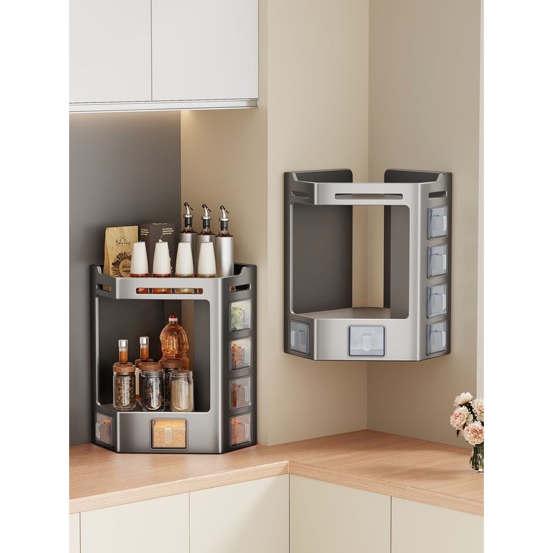 厨房转角调料品置物架多功能抽拉收纳盒落地壁挂通用台面高级神器