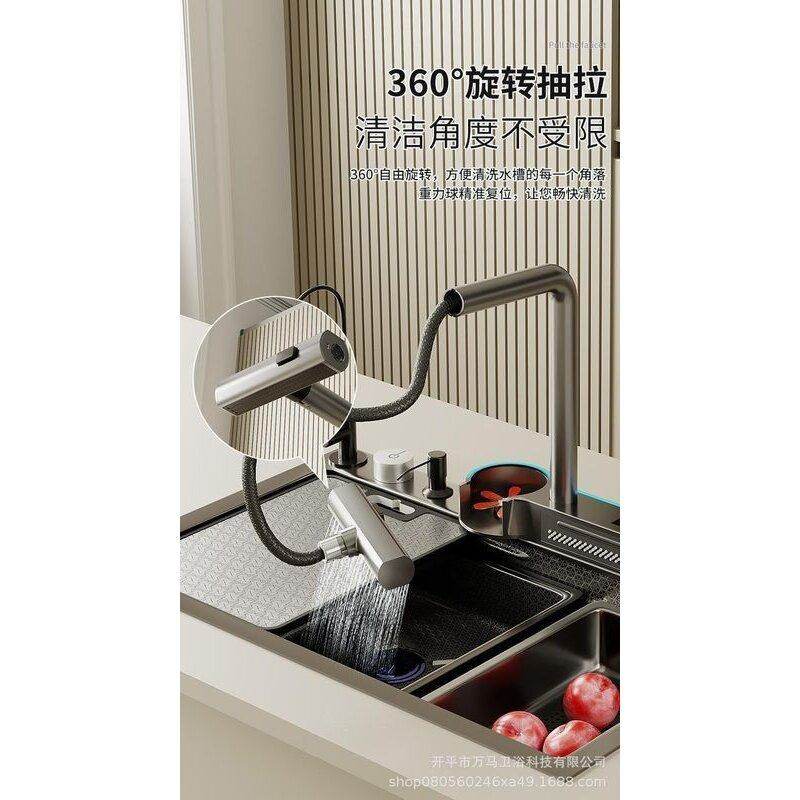 新款海豚液态灰蜂窝水槽不锈钢大单槽智能数显洗菜盆洗碗池洗手盆,家装主材,智能水槽,淘宝优惠券,粉丝福利购,淘宝优惠卷