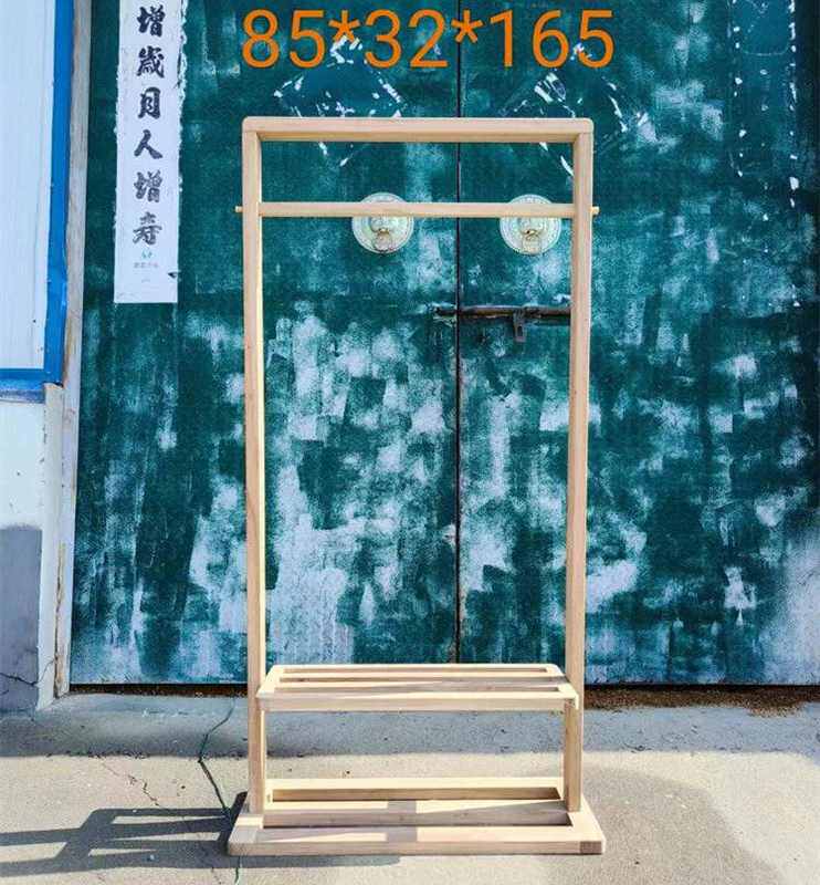 新中式全实木衣帽架组装挂衣架榆木白箱式简约衣架白北坯茬落地胚
