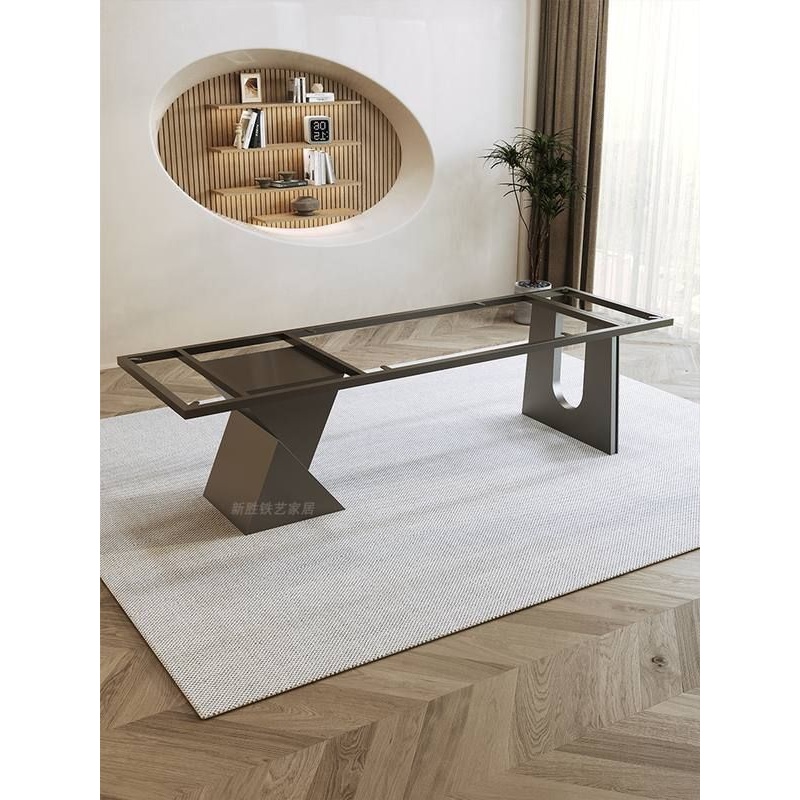 金属桌腿实木大板桌脚支架岩板大理石办公桌架奢石茶台设计桌底座