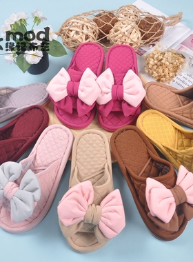 雅格布艺0284卧室拖鞋牛筋底防滑舒适耐用立体大蝴蝶结高级工艺