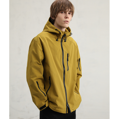 CAKUNTA 都市休闲 微格纹肌理科技冲锋衣’可调节松紧连帽夹克