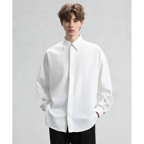 CAKUNTA 老钱风'科技高柔棉简约高街廓形高级感衬衫 罗口袖