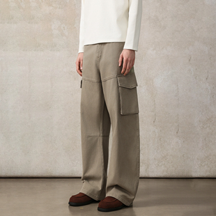 裤 CAKUNTA baggy弯刀工装 长裤 重磅全棉斜纹做旧洗褪立体口袋工装