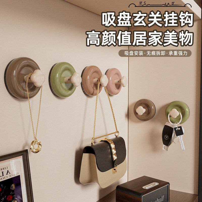 无痕浴室厨房门粘钩卫生间强力收纳吊钩免打孔真空挂钩家用吸盘后