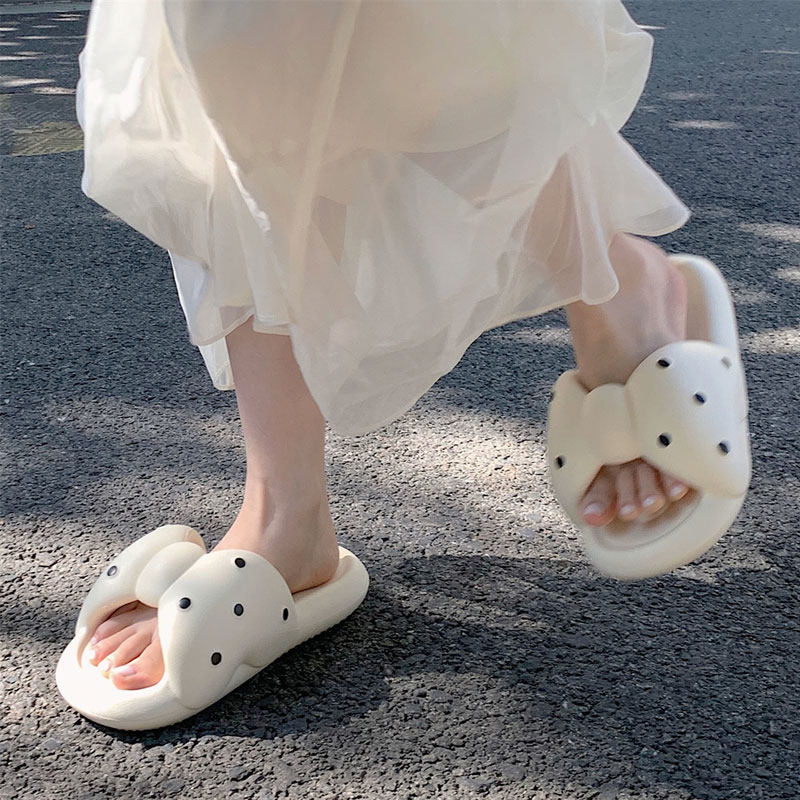 日本少女波点蝴蝶结凉拖鞋2023夏季新款踩屎感软厚底室内外穿拖鞋