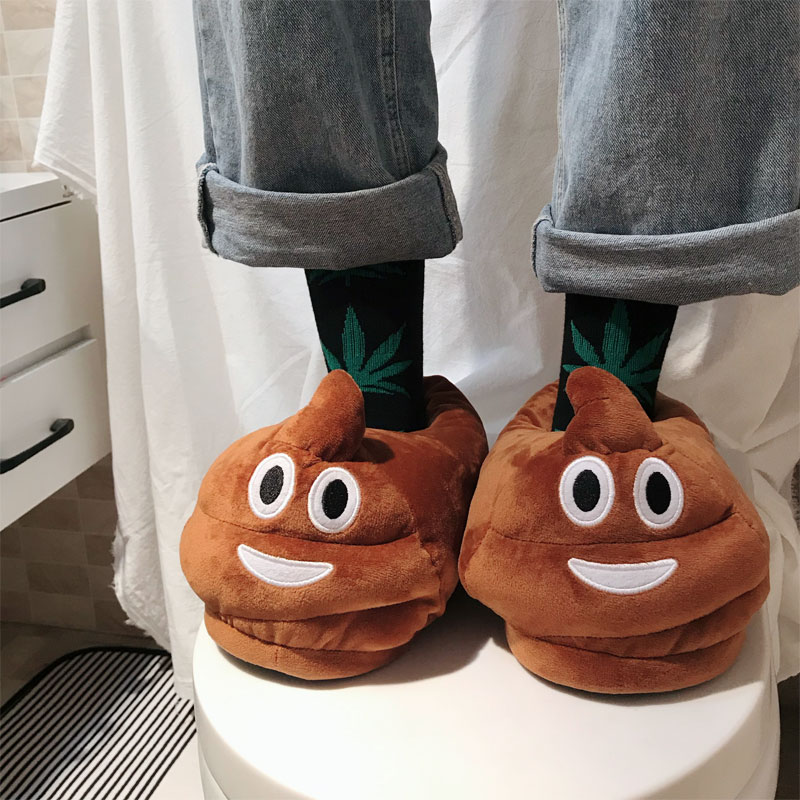 搞怪冬季卡通毛融棉拖鞋情侣款