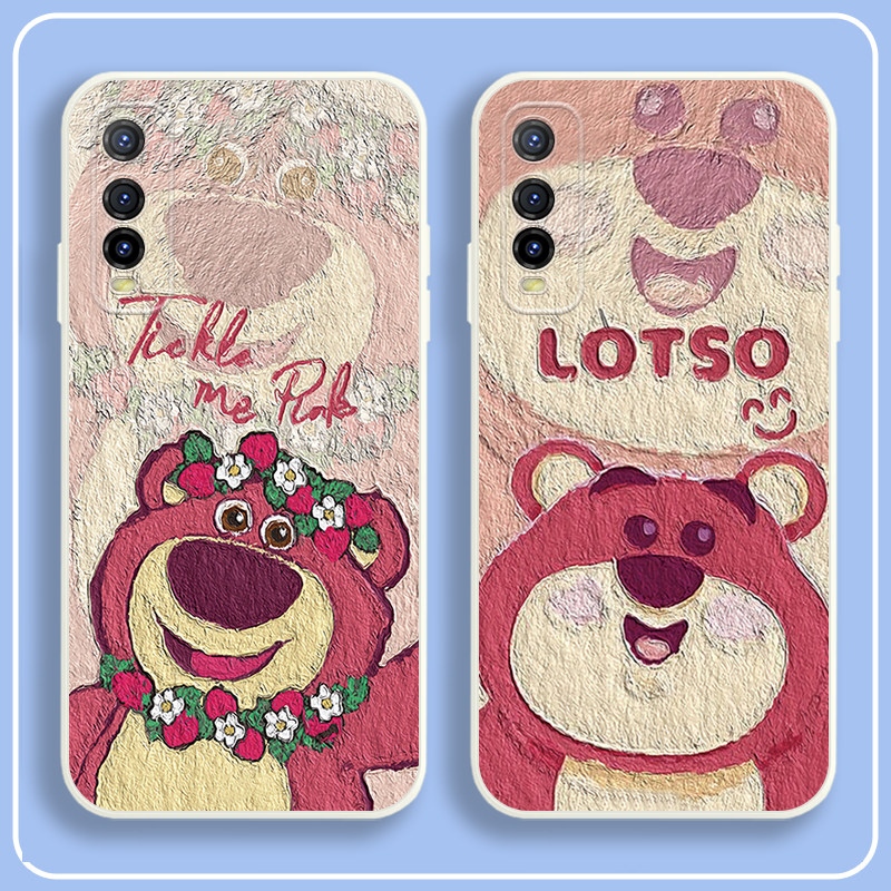 草莓熊vivoy51s手机壳可爱少女心viviy51s维沃丫51s油画超萌防摔软胶