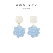 夏日蓝白撞色晕染海边耳饰 MOON ACC 清新甜美花朵耳环无耳洞耳夹