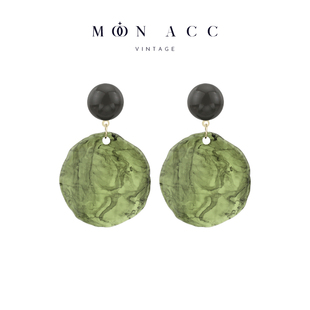 墨绿色不规则几何晕染亚克力耳钉女夸张个性 耳环无耳洞 ACC MOON