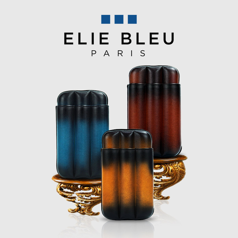 ELIE BLEU渐变色雪茄皮套便携式旅行雪茄烟盒古巴雪茄保护套皮套