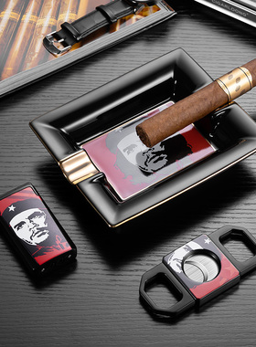 茄龙古巴雪茄烟具套装双火打火机雪茄剪烟灰缸三件套礼盒CT-24IX