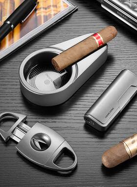 茄龙雪茄烟具套装三件套金属烟灰缸雪茄剪雪茄工具礼盒CT-25AM
