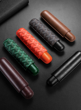 CIGARLOONG茄龙雪茄套方便携带贴合保湿牛皮革面料雪茄套CH-24DT