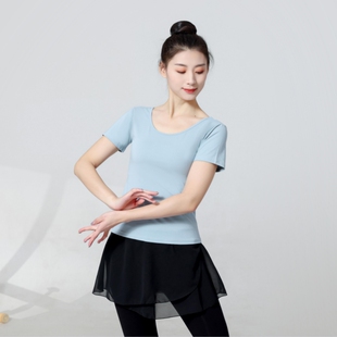 舞蹈练功服上衣女夏季短袖夏天莫代尔露背纯棉古典舞舞蹈生现代舞