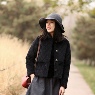 棉服女显瘦女土棉袄新款 小款 金丝绒短款 棉衣修身 丝绵菱形棉服女式