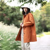 女士风衣春装 外套中长款 休闲南瓜色宽松风衣女小个子纯棉外套春秋