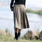 a版 精纺羊毛半裙 a字裙冬裙女毛呢裙新款 秋冬款 半身裙格子半裙