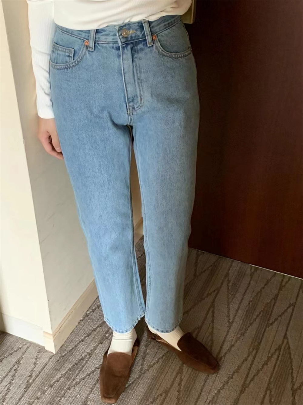 现货~gabrielle小脚牛仔裤2022秋冬新款韩国高腰修身显瘦九分裤子