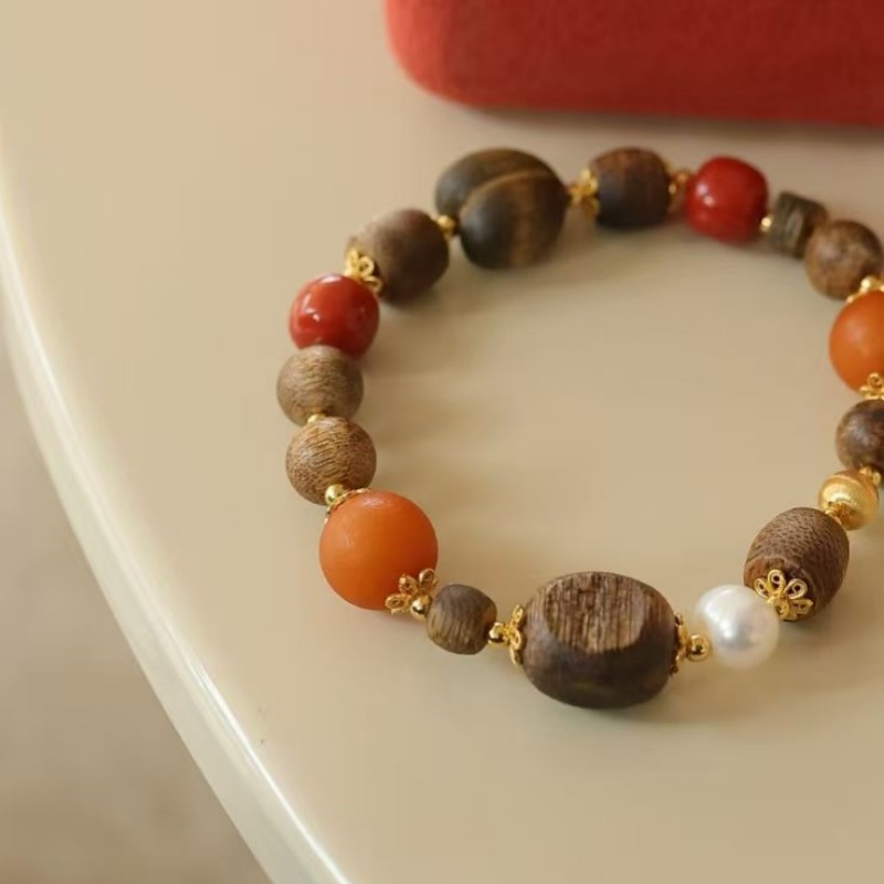 奇楠沉香手串925纯银镀金