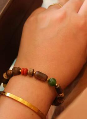 天然沉香蜜蜡南红碧玉多宝手串