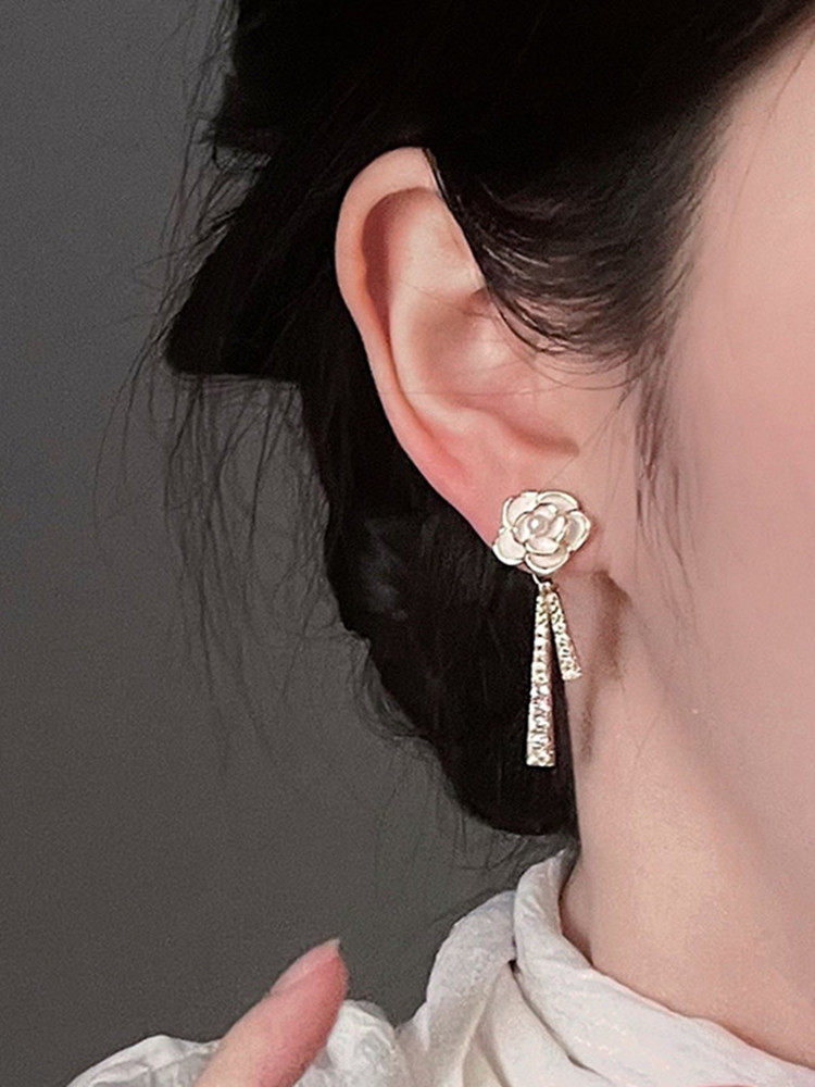 [라일락 매듭] S  바늘 활 동백 귀걸이 틈새 디자인 고급 패션 기질 귀 클립