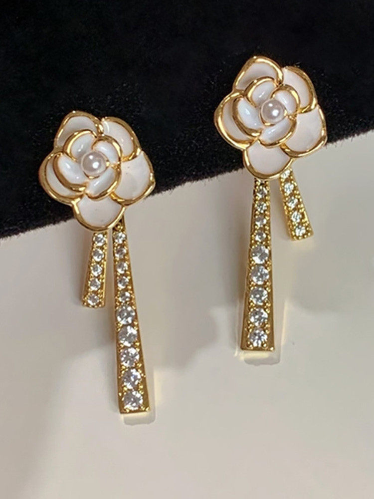 [라일락 매듭] S  바늘 활 동백 귀걸이 틈새 디자인 고급 패션 기질 귀 클립