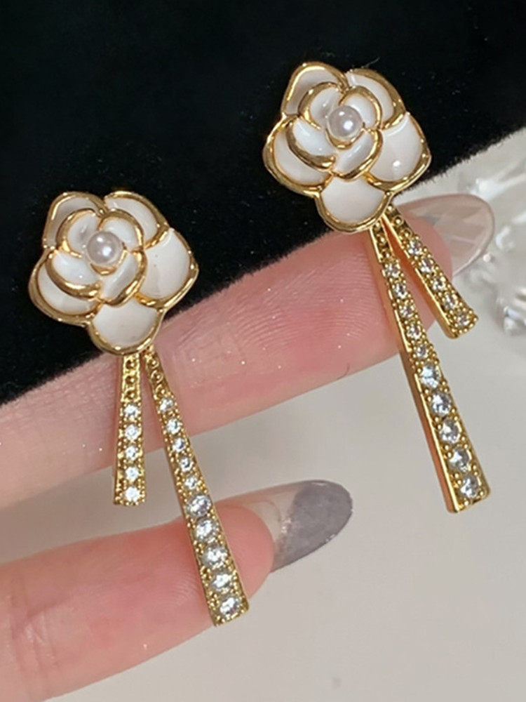 [라일락 매듭] S  바늘 활 동백 귀걸이 틈새 디자인 고급 패션 기질 귀 클립