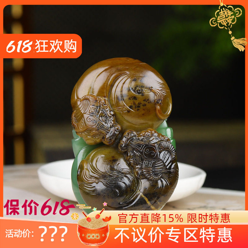 (古晨珠宝)俄罗斯和田玉碧玉牛把件手玩件扭转乾坤148g