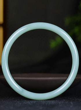 （古晨珠宝）俄罗斯和田玉粉青碧玉细圆条手镯玉镯20g61mm