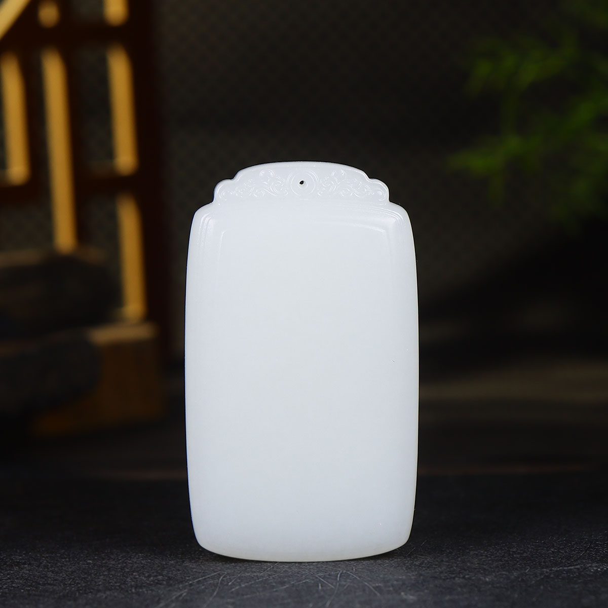 (古晨珠宝) 新疆和田玉羊脂白玉无事牌挂件吊坠玉坠玉牌100g