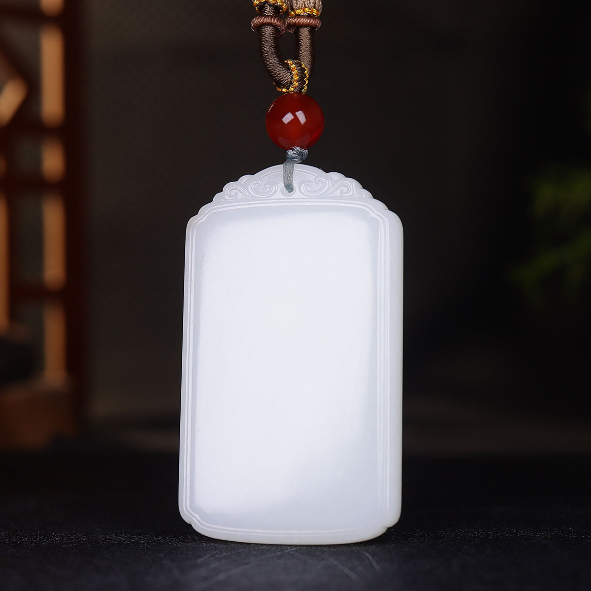 (古晨珠宝) 新疆和田玉羊脂白玉无事牌挂件吊坠玉坠平安一生62g
