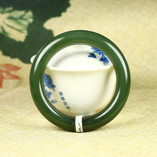 (不议价)润玉缘和田玉湖水绿手镯女款圆条玉镯腕间美玉悬68g57mm