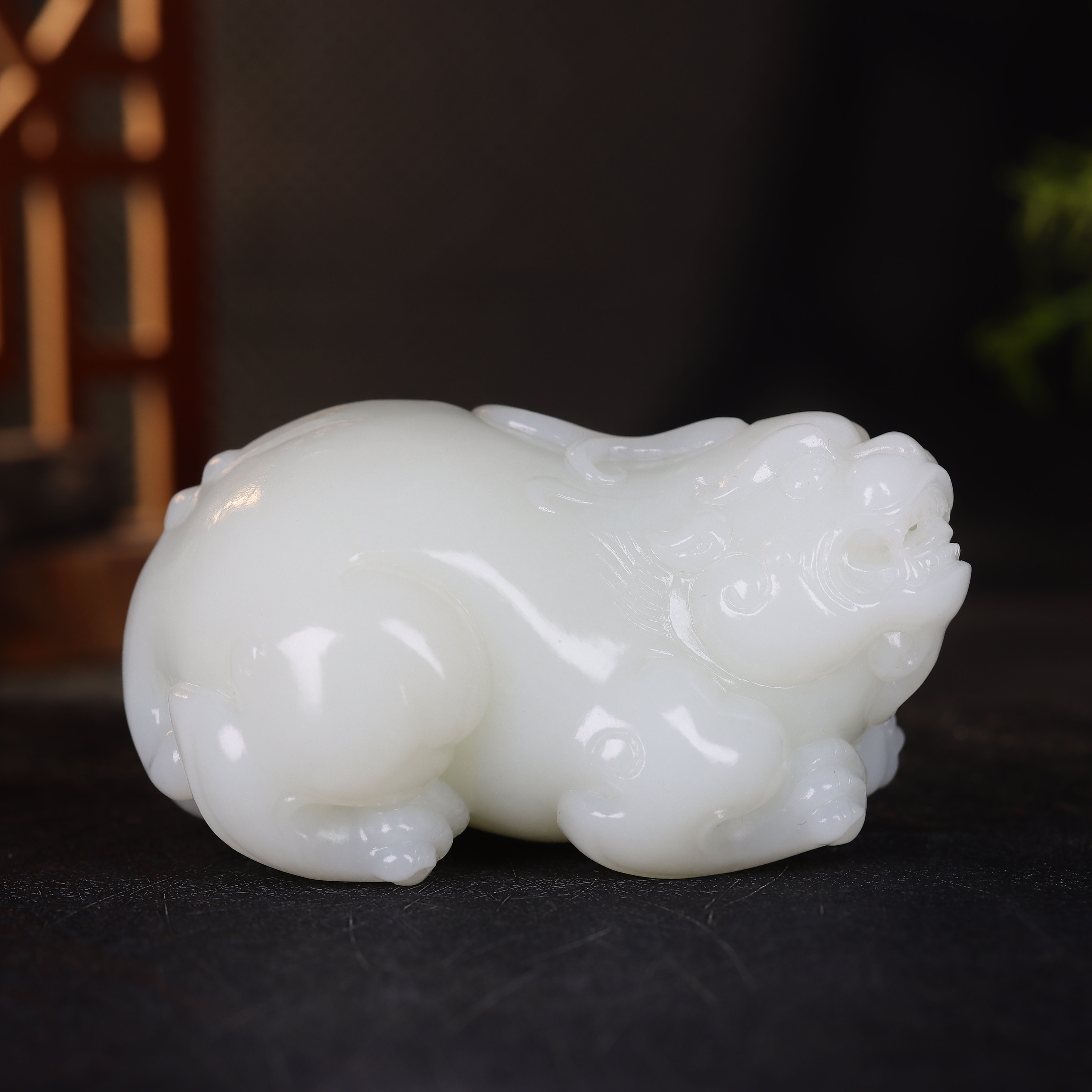 (古晨珠宝)新疆和田玉白玉貔貅把件手玩摆件招财进宝427g