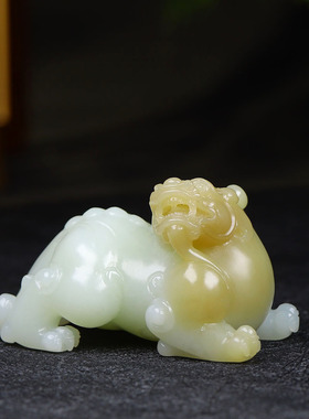 （古晨珠宝）新疆和田玉且末糖白玉貔貅把件手玩摆件瑞兽赐福115g