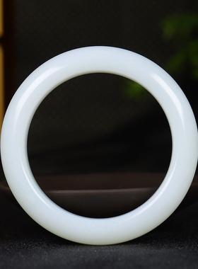 （古晨珠宝）新疆和田玉白玉手镯女款玉镯腕间美玉悬74g55mm