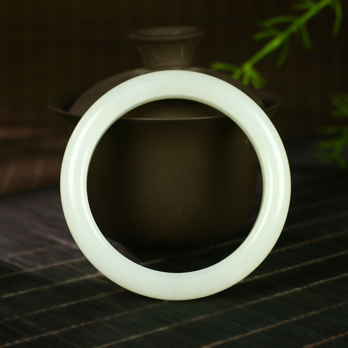 （不议价）润玉缘和田玉冰白手镯女款玉镯腕间美玉悬57g60mm